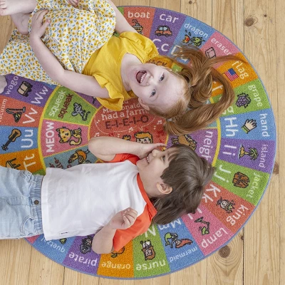 KC CUBS Boy & Girl Kids ABC Alphabet Round Rug Carpet - Image 5