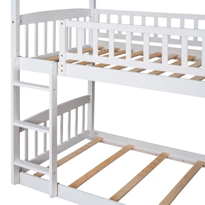House Shape Twin Over Twin Bunk Bed With Slide - ModernLuxe - Image 7