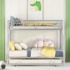 Twin Over Full Steel Bunk Bed With Twin Size Trundle Bed And Two-Side Ladders-ModernLuxe