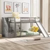 Stairway Twin Over Twin Bunk Bed With Two Drawers And Slide-ModernLuxe