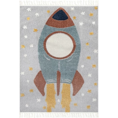 NuLOOM Journee Rocket Ship High-Low Kids Tasseled Area Rug - Image 9