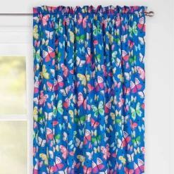 Brilliant Butterflies Rod Pocket Curtain Panel Blue - Highlights